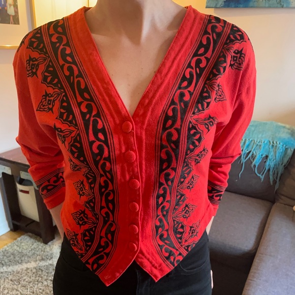 Size M Red Vintage Sweater Cardigan Circus Tamer Style - Picture 5 of 15